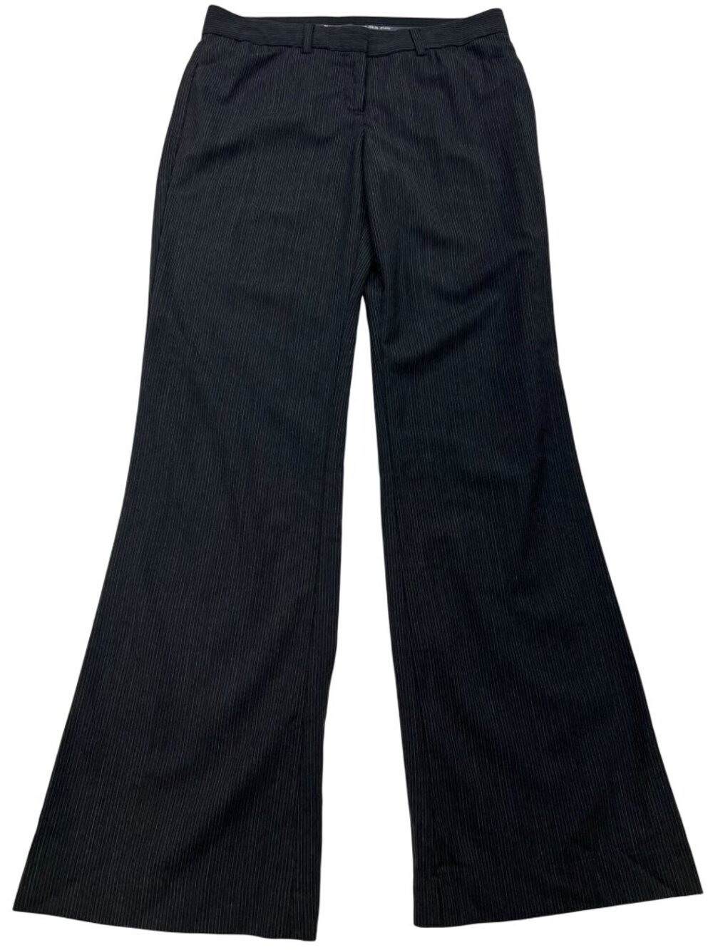 Express Design Studio Womens Wool Editor Flare Pants Flat Front 8 Gray Pinstripe